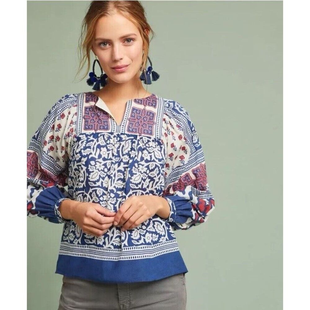 NWT Anthropologie Pepin MAJORCA‎ Peasant Blouse Top Sz M - $188